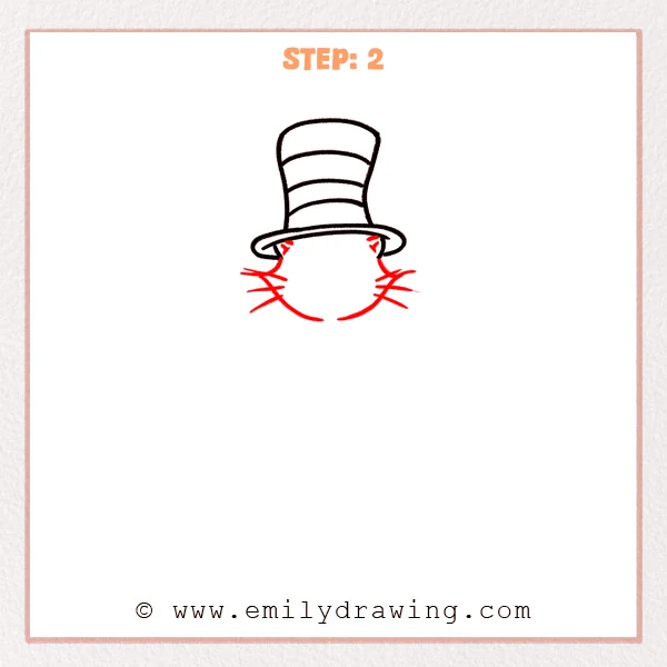 how to draw a cat in the hat - Step 2